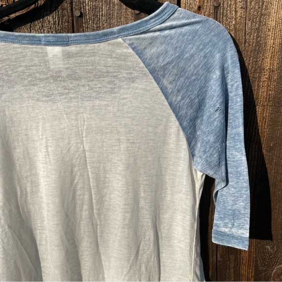 Forever 21 Blue & White Baseball Tee Three Quarter Length Tee Shirt - Picture 3 of 8